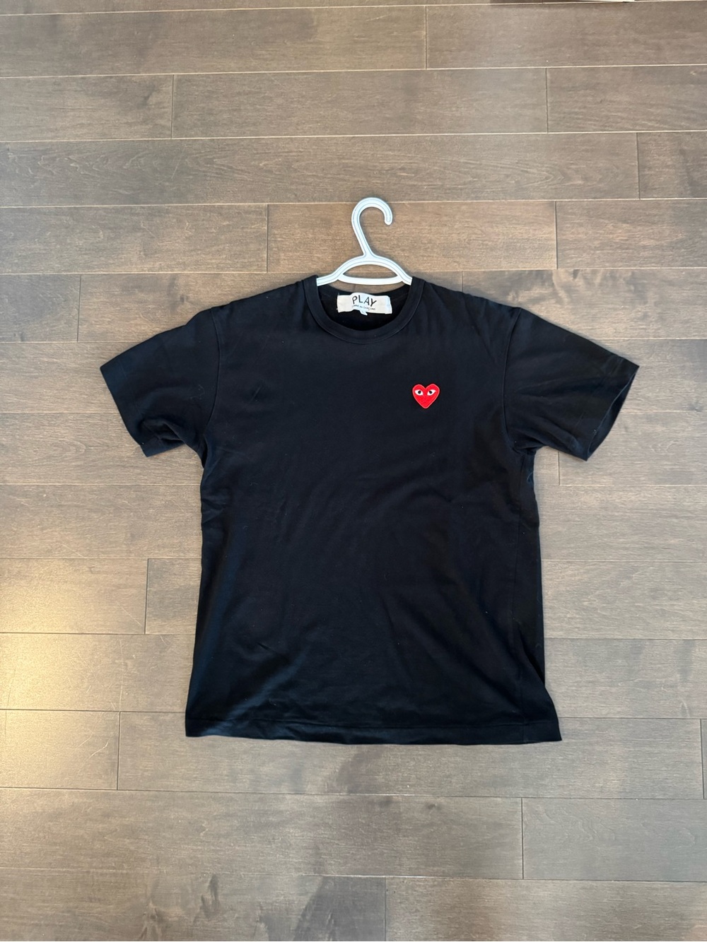 Comme des Garcons PLAY Black Tee with Red Heart Patch